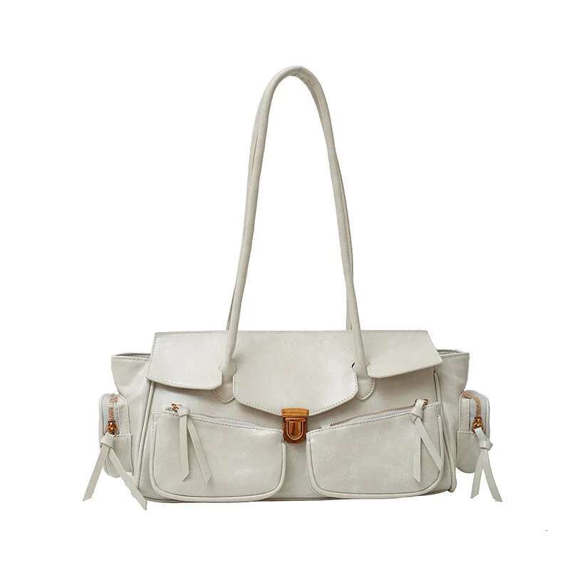 Retro Heavy Industry Large Capacity Spicy Girl Millennium Underarm With Pockets And Multiple Totes, Motorcycle Bag
