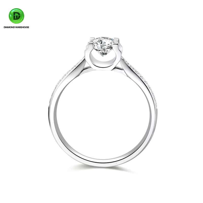 18K White Gold Classic Style Lab Grown Diamond Ring Wedding/Engagement Sample with CVD/HPHT Diamonds Womens Party Jewelry