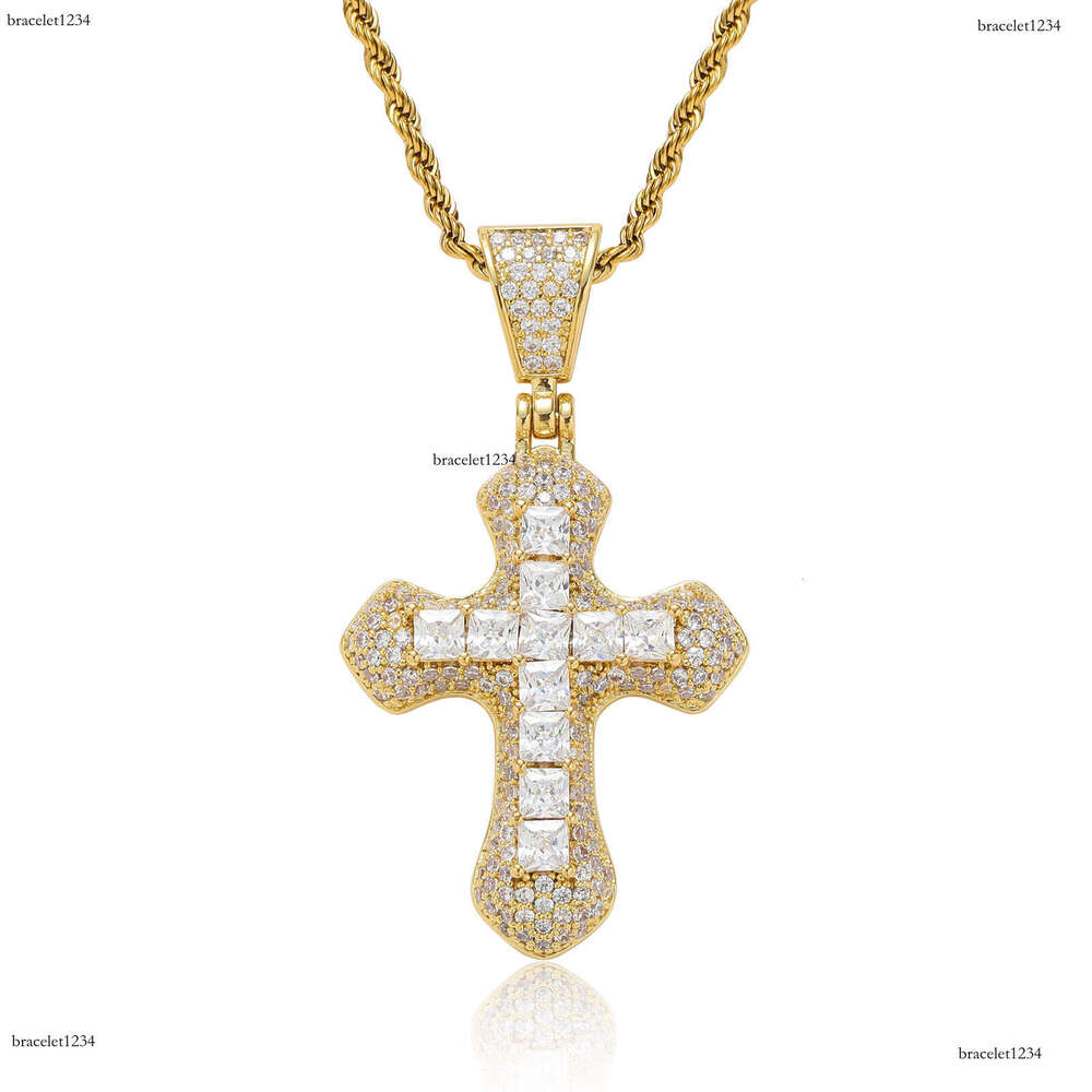 Luxury designer Cross Pendant Ice out VVS Moissanite Pendant Solid Men's and Women's Hip Hop Necklace with free shipping