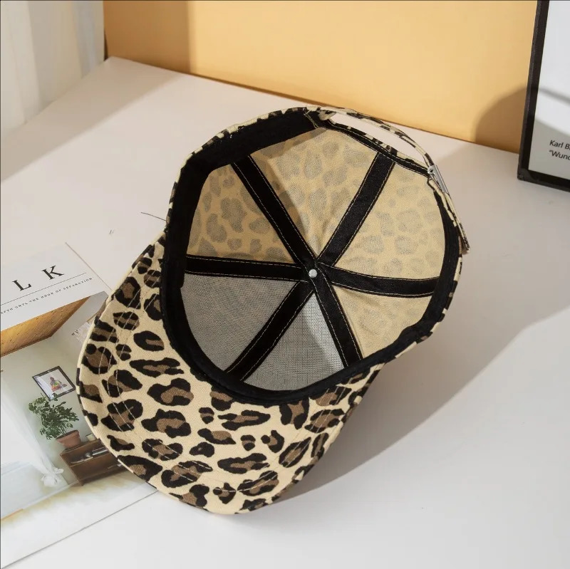 Leopard Print Womens Baseball Hat Fashion Retro Y2K Street Trend Duckbill Hat Outdoor Spring Travel Adjustable Sunshade Hat 250422