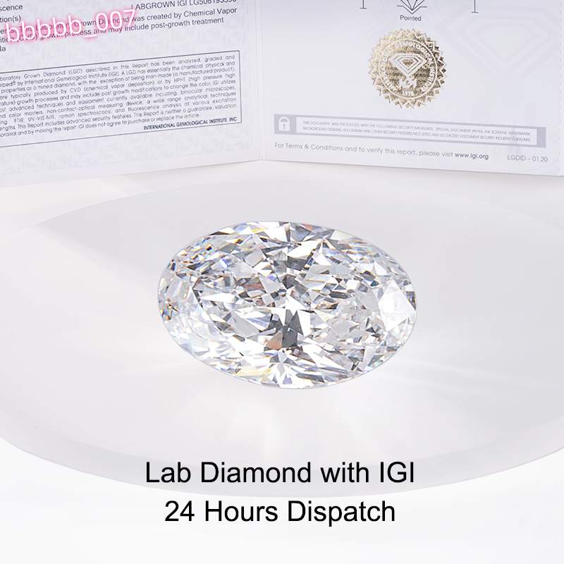 Loose Lab Diamond IGI GIA Certificate 1ct 2ct 3ct Oval Cut HPHT CVD Lab Grown Diamonds
