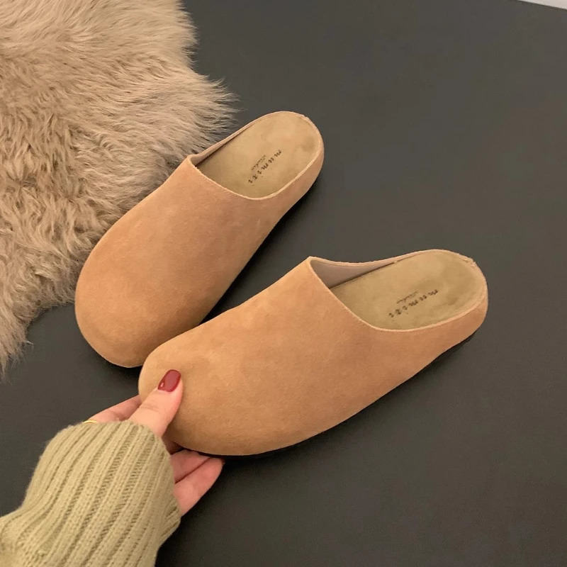 Retro Womens Closed Slippers Simple Closed Toe Womens Slippers Home Light Mute Casual Womens Clogs Outdoor Walking Autumn New 251119