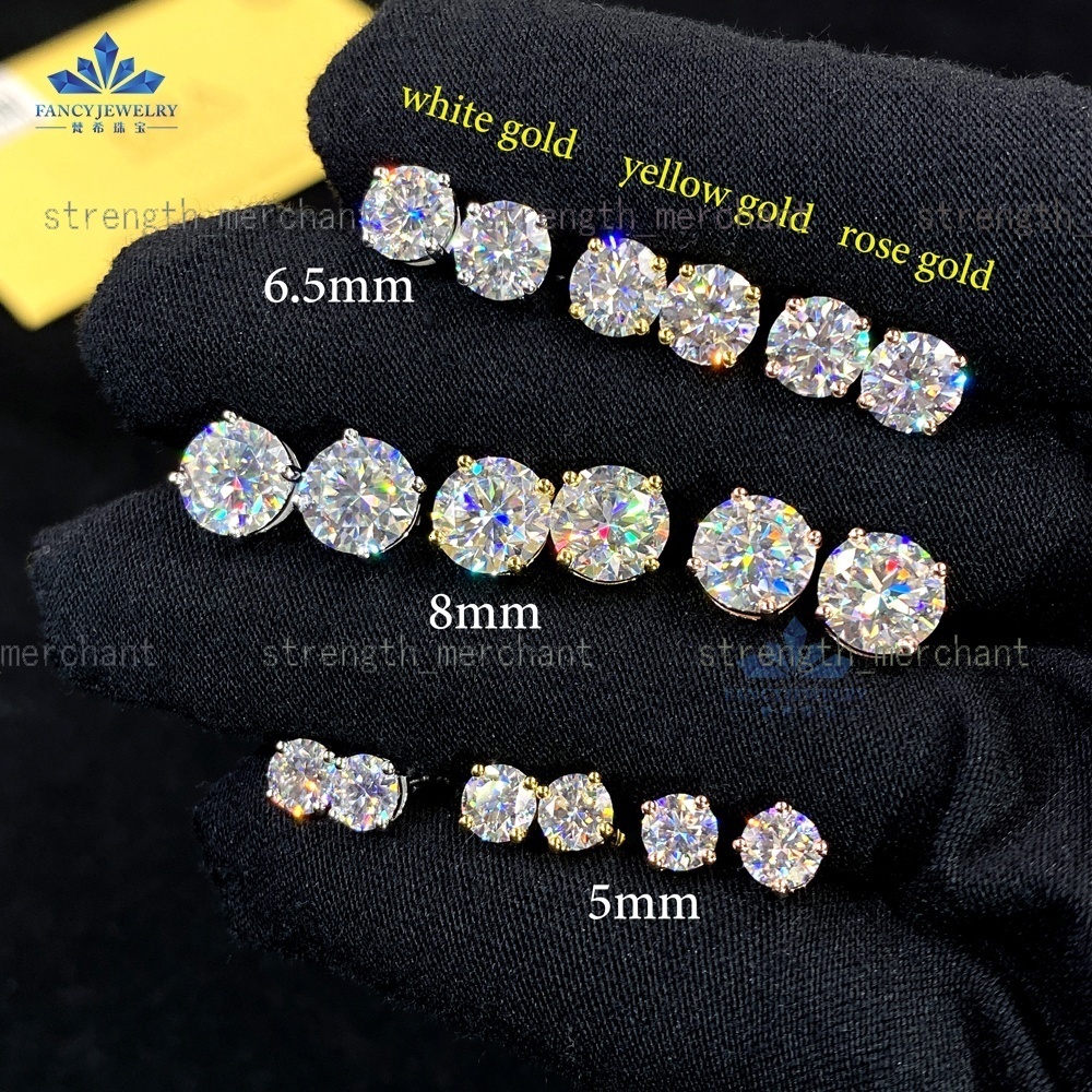 2025 Pink Yellow Blue Green Mossainte Earrings 1ct 6.5mm Colorful Moissanite Earrings Studs 925 Sterling Silver Christmas Gift