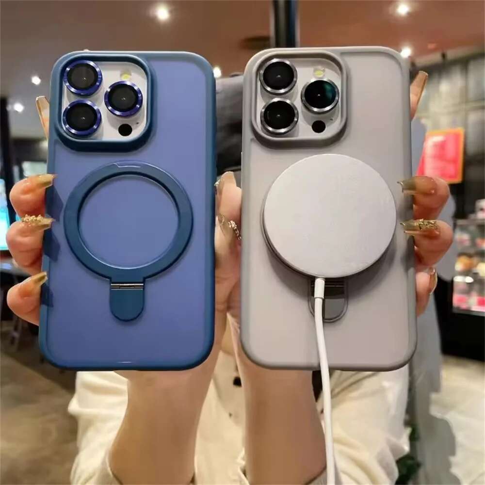 Magsafe Magnetic Ring Bracket Phone Case For iPhone 16 15 14 13 12 11 Pro Max Plus Wireless Charging Camera Protection Cover