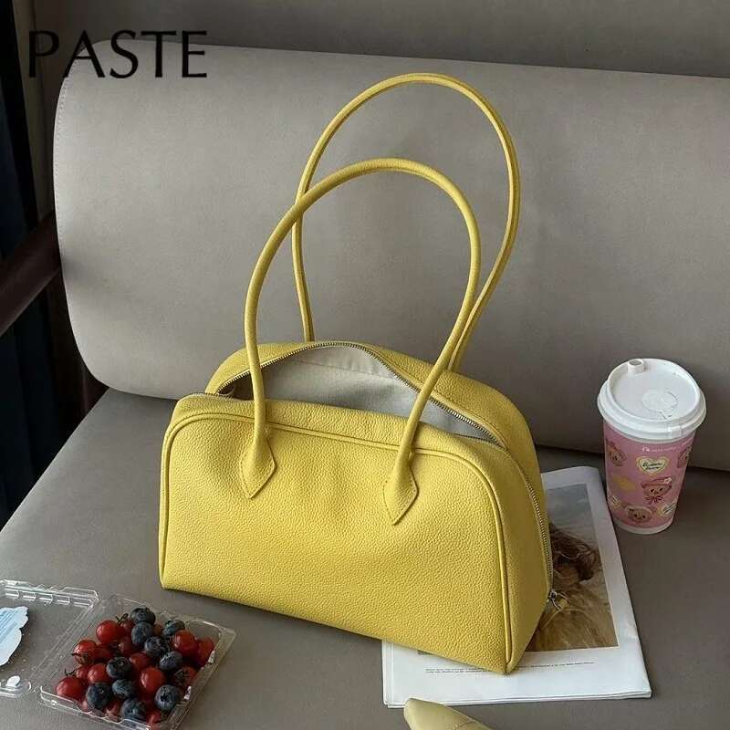 Designer Bag 2025 Hot Sale Yellow Blue Color Long-Handle Bowling Tote Designer High Quality Cow Leather Women Handbag Underarm Shoulder Bag Luxury Bag