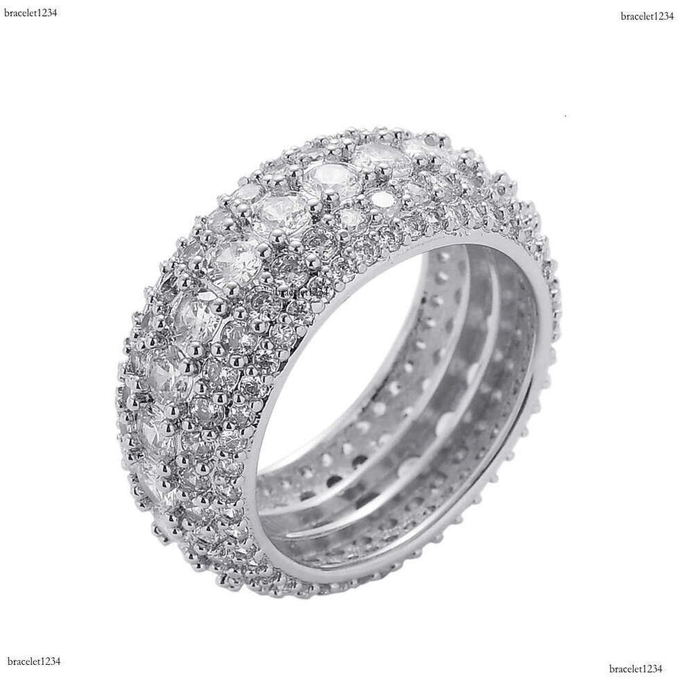 Luxury designer inlaid ice out VVS Moissanite sterling Silver Gold Plated Men's and women's Hip Hop rings Free shipping