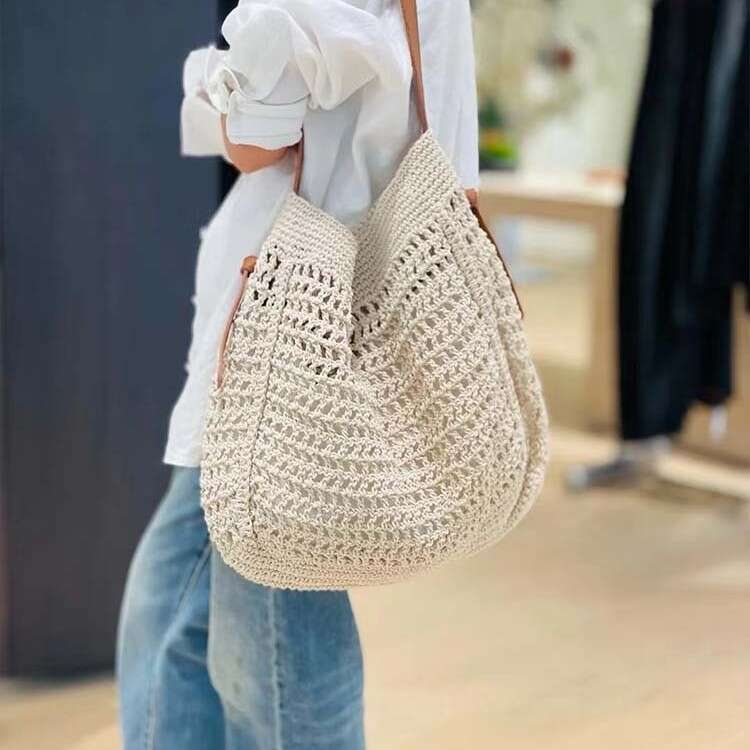Ins Style Resort Beach Bag Four Yuan Capacity Rope Woven Hollow Tote Beach Vacation Large Bag Single Shoulder Crossbody Bag KQ