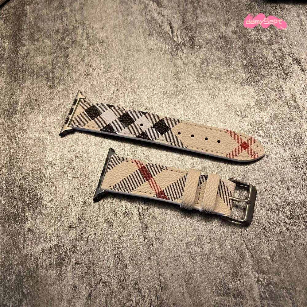 Compatible with Apple Watch Band iWatch Leather Striped Plaid Pattern Unisex SE Fashion Trend H11.21 ddmysept