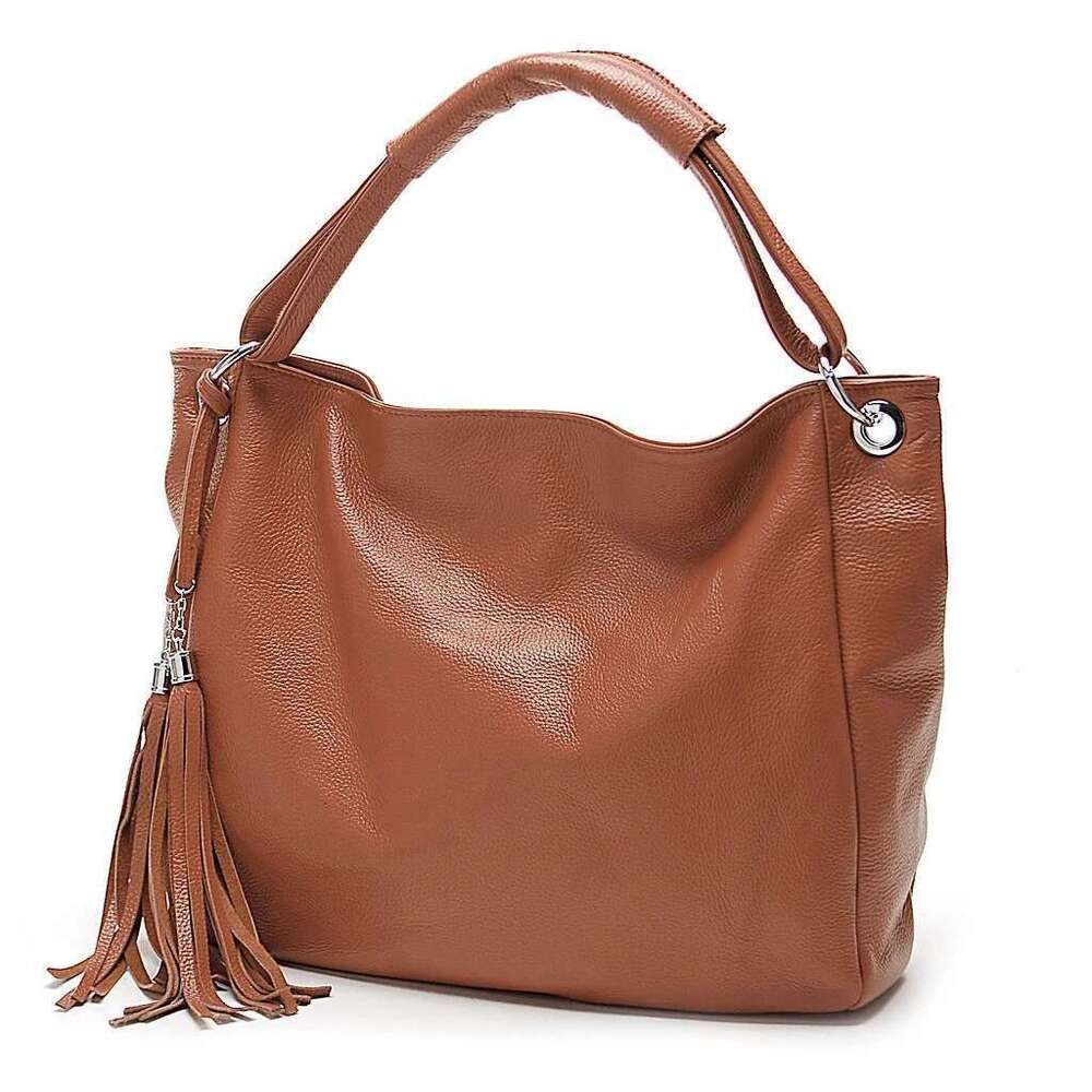 Zency Elegant Tassel Women S Handbag Soft Genuine Leather Shoulder Bags Crossbody Fashion Brown Red Bag For Ladies Large Bag