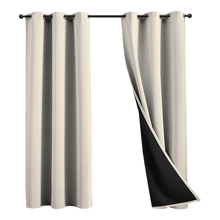 T0410 full blackout black beni hotel engineering curtain blackout heat insulation homestay school blackout curtain finished product custom wholesale