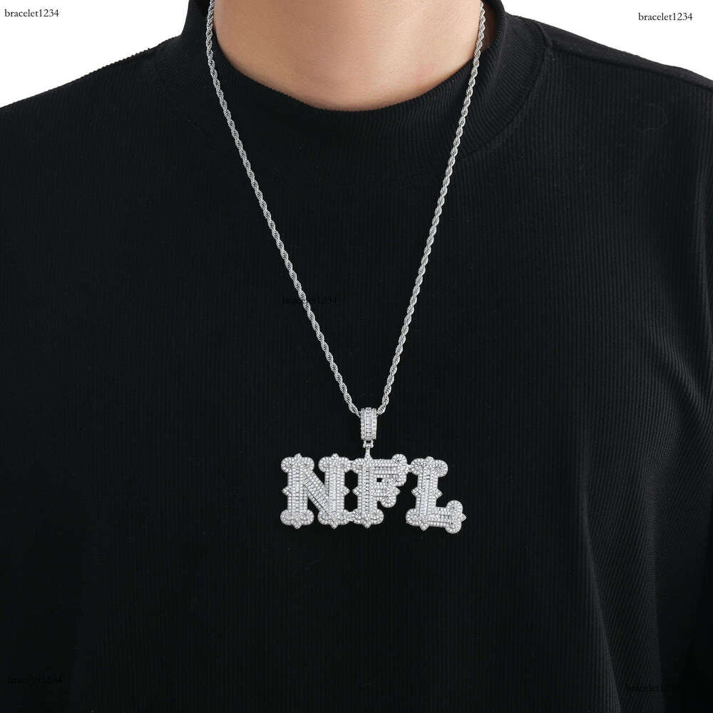 New Hip hop full Cloud pattern with spiny rock candy letter DIY patchwork Ice out VVS Moissanite combination pendant letter necklace Free delivery