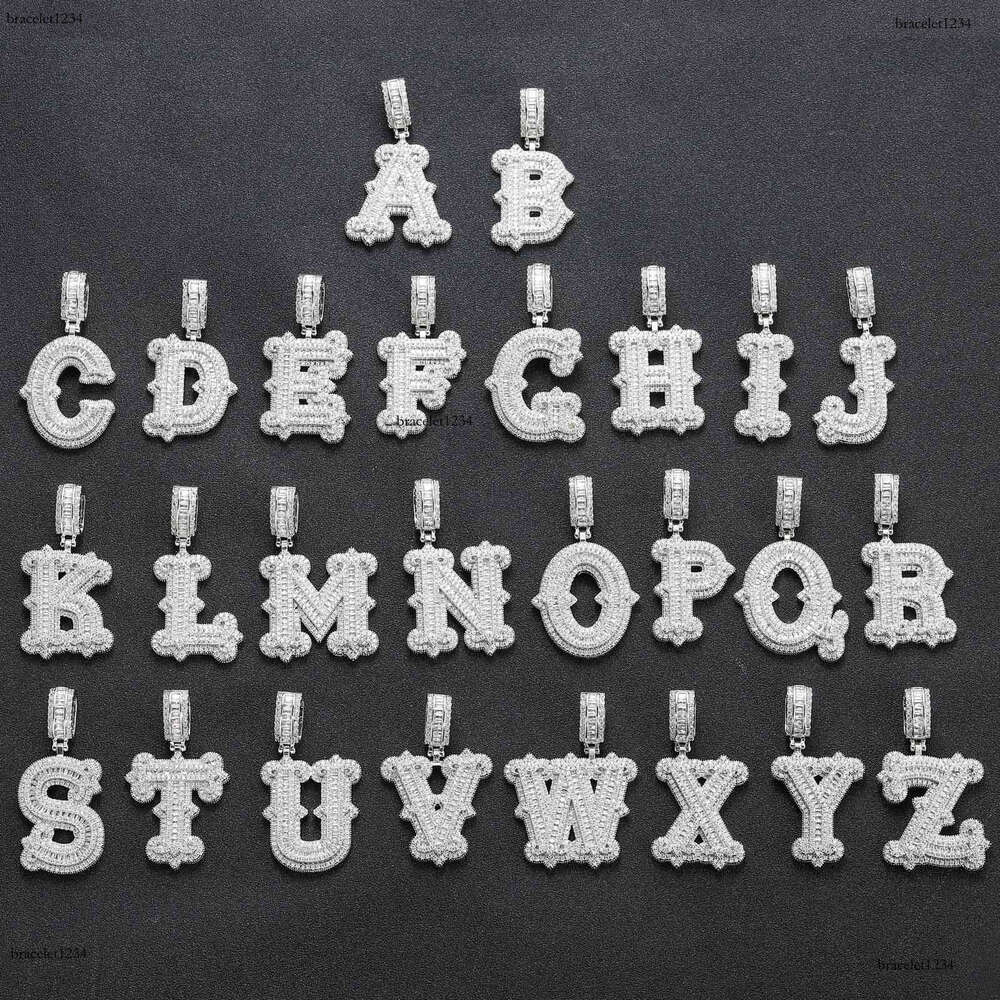 Luxury designer Rock Candy 26 letter Pendant Ice out VVS Moissanstone Men Women pendant Necklace with free shipping