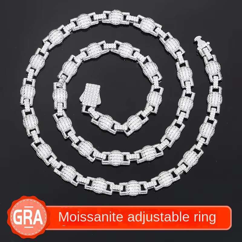 Europe and United States 925 Silver Moissanite New 7mm Bubble Ball Chain Necklace Hip-Hop Accessory Trend Wholesale