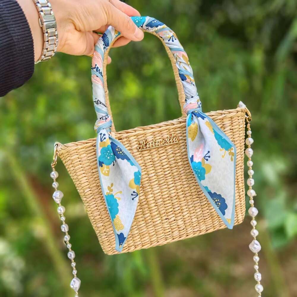 Ins Style Resort Beach Bag Bags New Handmade Single Shoulder Woven Handbag Straw Bag Seaside Crossbody Vacation Bag KQ