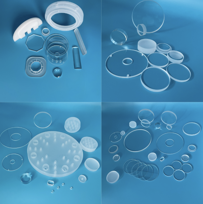 High Temperature Resistant CNC Machining Translucent Frosted Fused Silica Quartz Glass Plate