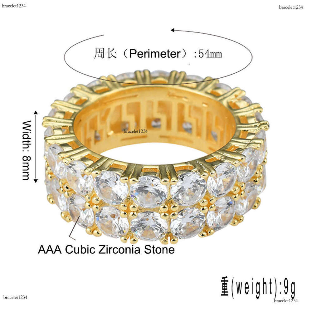 Luxury designer men double row Ice out VVS Moissanstone Hip Hop Rap Ring with FREE shipping