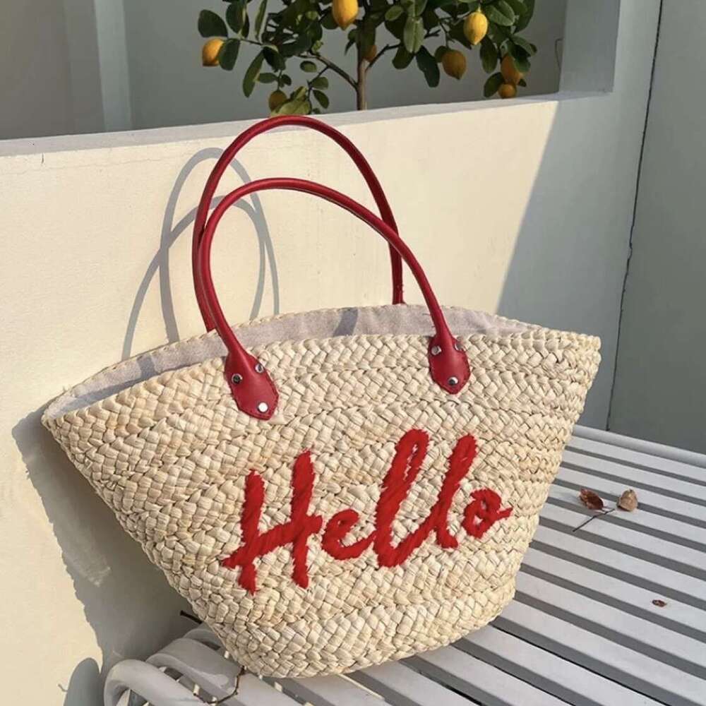 Ins Style Resort Beach Bag Korean Dongdaemun Instagram Blogger S Same One Shoulder Grass Woven Bag Large Capacity Handheld Vacation Style Beach Bag KQ