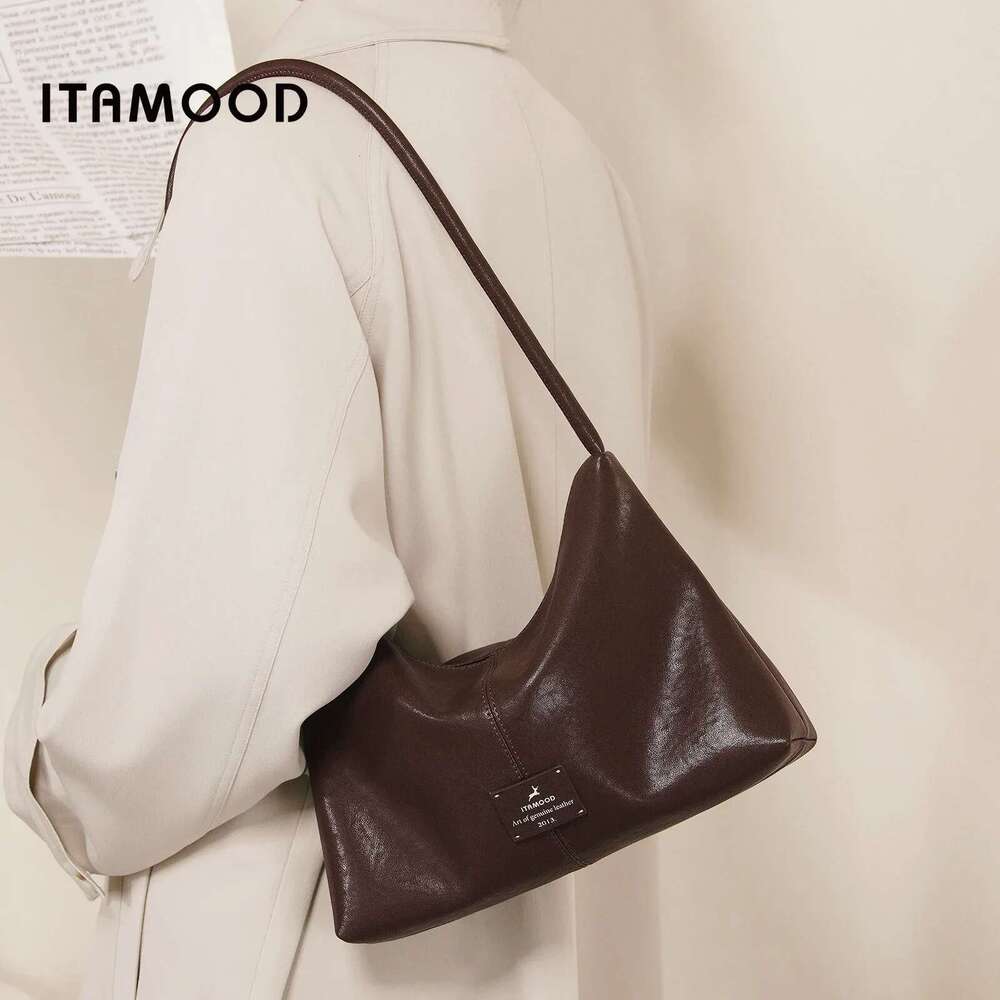 Designer Bag ITAMOOD Crescent Fall Winter New Vintage Vegetable-Tanned Leather Women's Handbag Luxurious Original Shoulder Bag