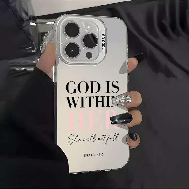 God is Within Her Holy Bible Psalm Case for iPhone 16 12 13 mini 11 14 15 Pro Max XR 8 Plus Hard Plastic Shockproof Laser Cover