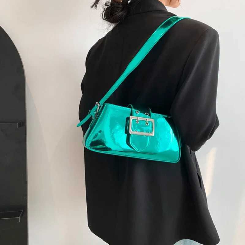 Womens Handbags New Shoulder Bag Luxury Design Glossy PU Leather Armpit Bag Party Fashion Handbag Patent Leather Silver BagXJ250508