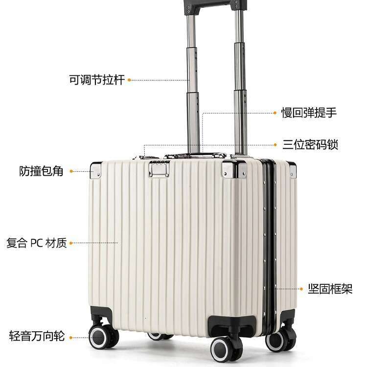 Four sided 18 inch suitcase boarded with 20 free checked aluminum frame password travel, small and lightweight, can be carried on the plane