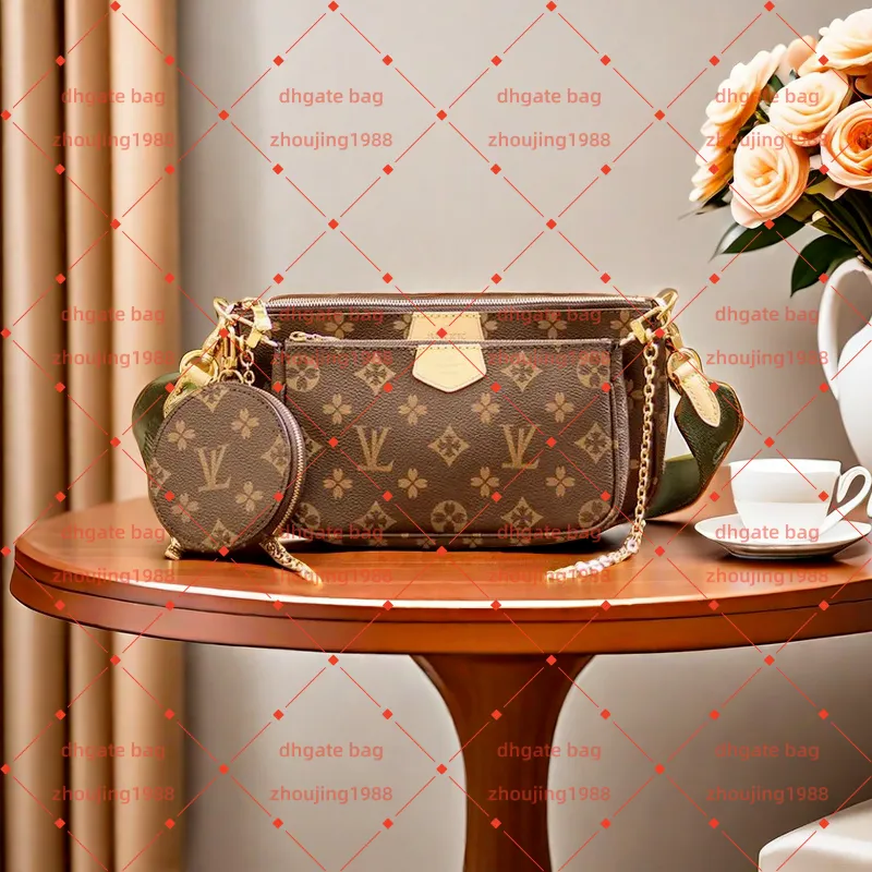 M44823/44813 Favorite Multi Pochette Bag Designer Luxury messenger bags Accessories Purse Genuine Leather Flower Shoulder Crossbody Bag Ladies 3 Pcs/set Purses