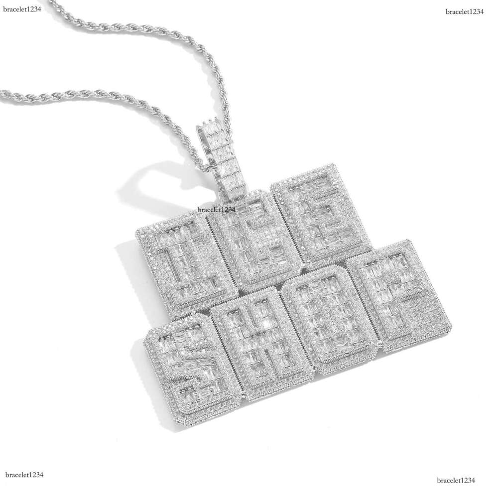 Luxury designer double T-shaped ice out VVS Moissanite Mosaic alphabet pendant, hip hop pendant for men and women