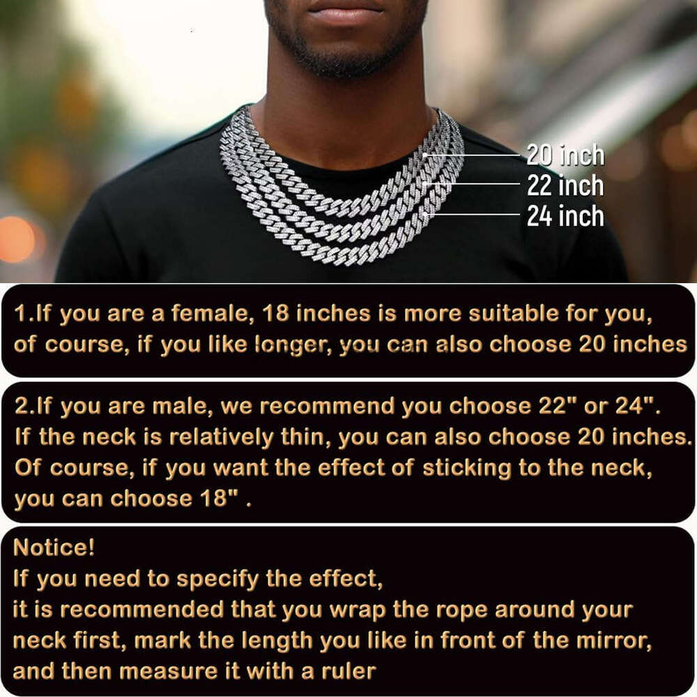 Mens Sier/Gold 8''16''18''20''22''24'' Necklace Iced Out Thick Chain Women Bling Dia Cut C