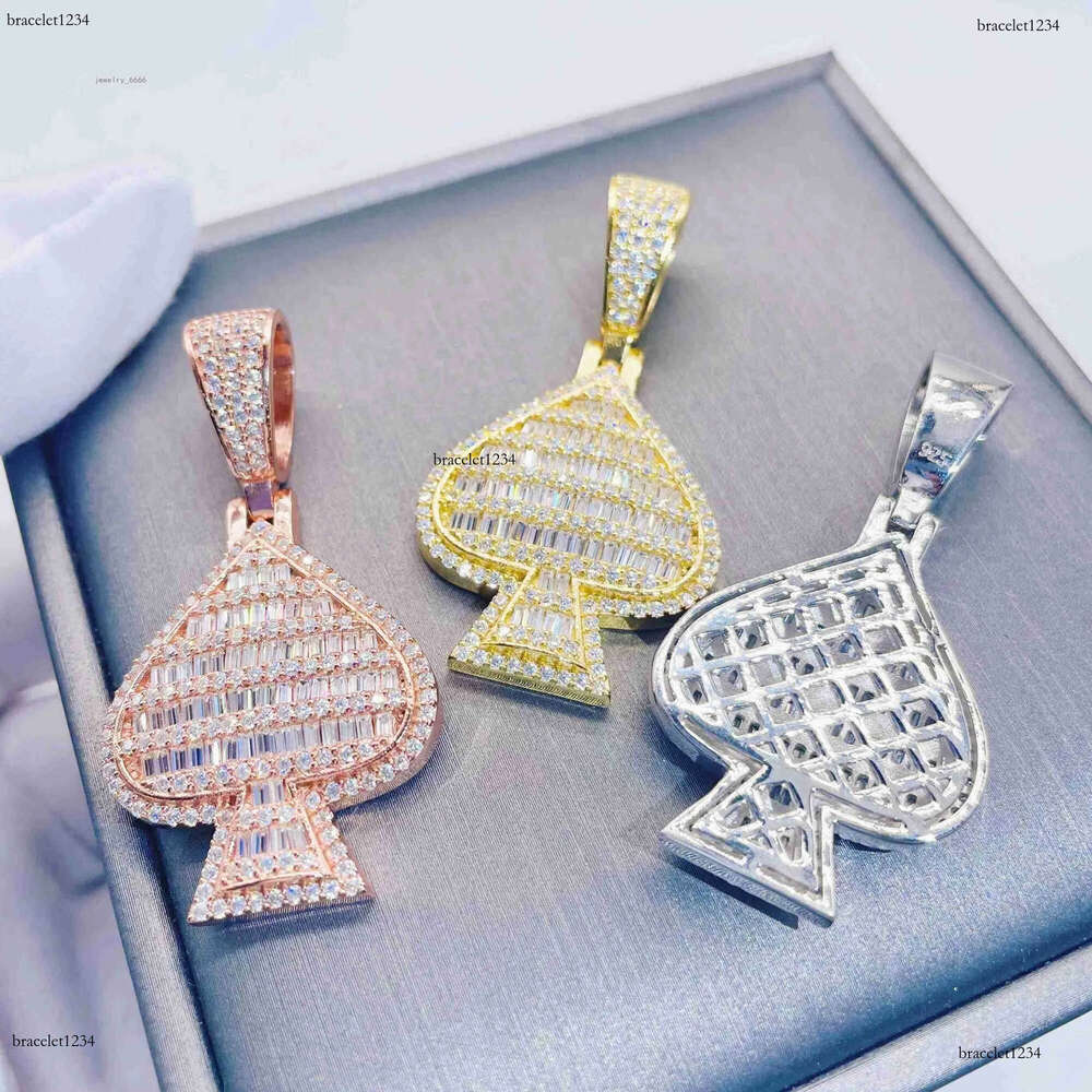 Iced out Jewelry Fashion hip hop Spade design custom Gold Sier Plated pendant VVS Moissanite Pendant