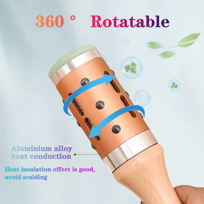 Jade Facial Beauty Massage Device Warm Moxibustion Rods Rotatable Lodestone Massager Moxa Stick Body Meridian Acupuncture Point 250418
