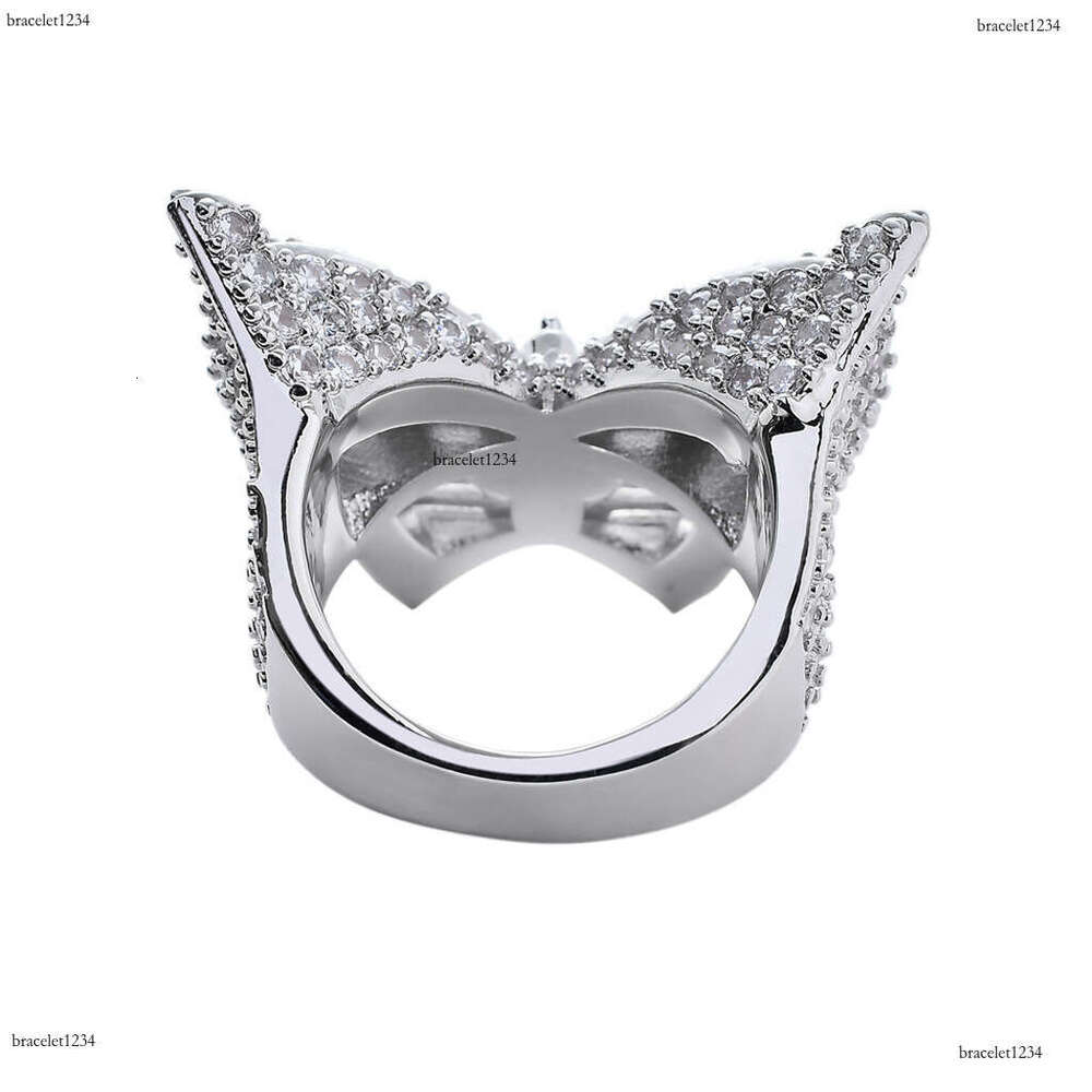Luxury designer sterling silver hip hop butterfly ring, micro-inlaid ice out VVS Moissanite, hip hop ring for men and women