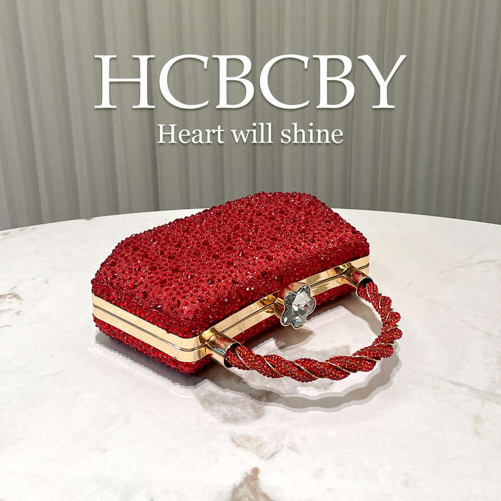 Red Shiny Double-Sided Hot Stamping Rhinestone For Ladies, Fashionable And Elegant Temperament, Dinner Bag, Handbag