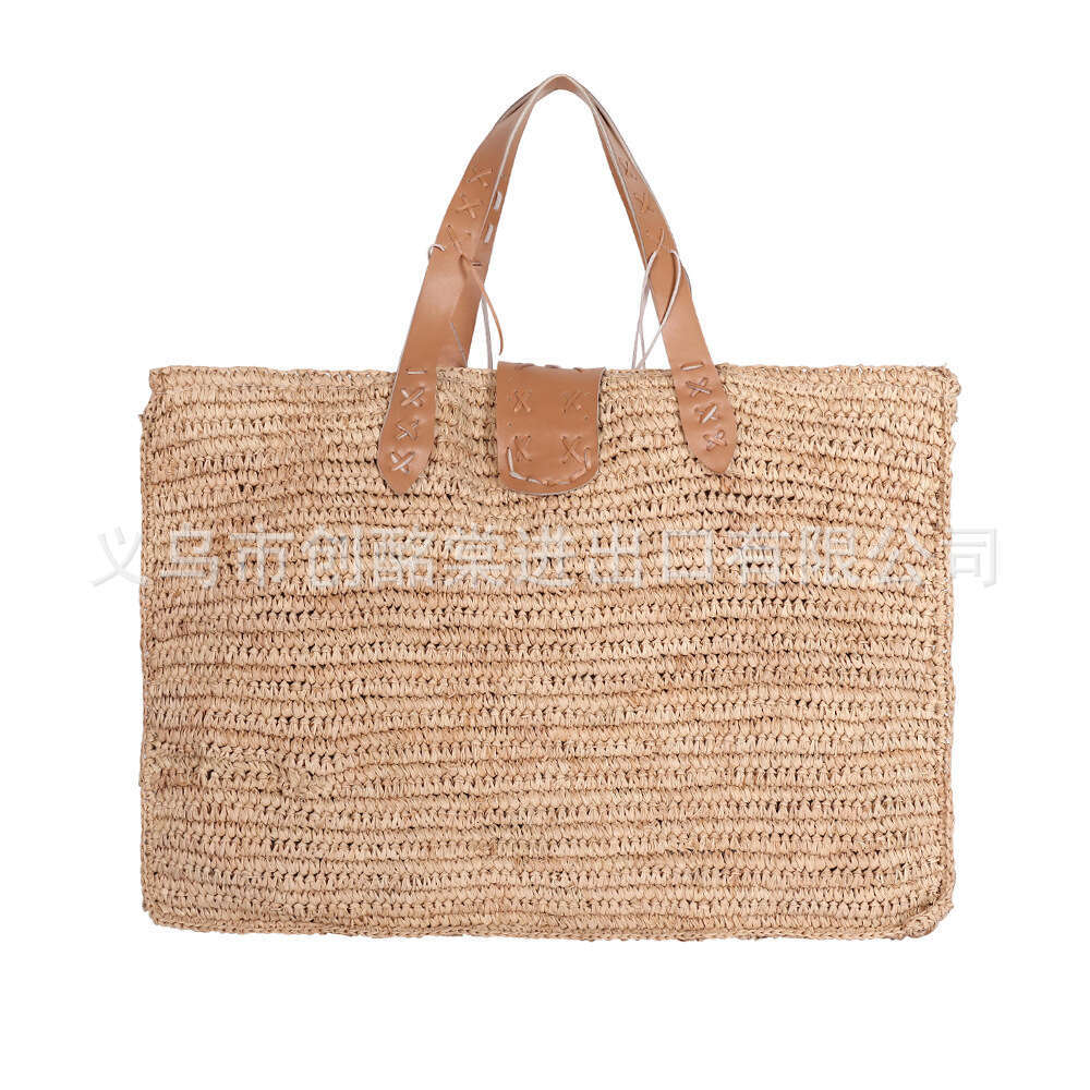 Ins Style Resort Beach Bag Large Capacity Simple Women S Straw Woven Beach Seaside Vacation Bag KQ