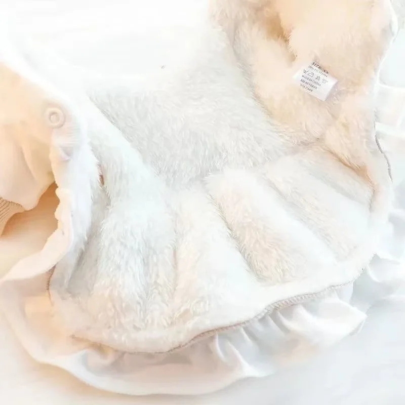 Fleece Lined Thickened Lace Princess Dress For Cats Winter Clothes With Bow Knot n Cotton Jacket Warm Cat Clothing 251105 H260129