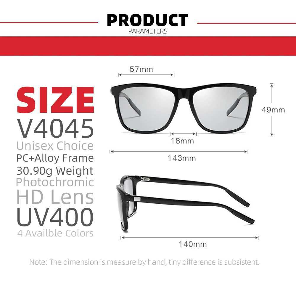 VIVIBEE Color Change Gray Frame Optoelectronic Polarization Sunglasses Mens Square Classic Color Change Glasses Transition Lens Glasses Z250422