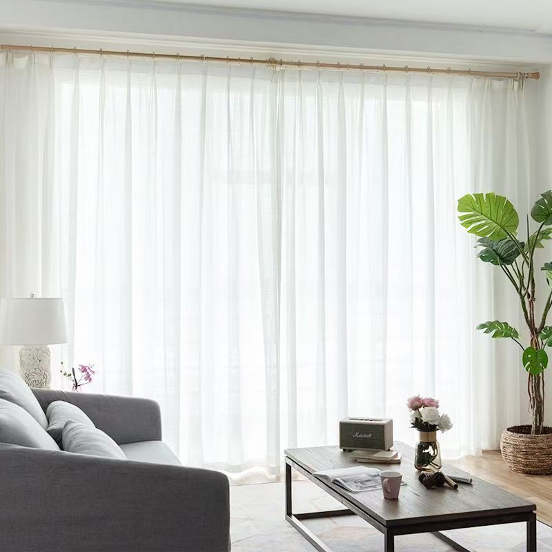 A812 curtain gauze curtain bedroom white gauze window gauze light-transmitting cross linen gauze special price white living room bay window balcony si