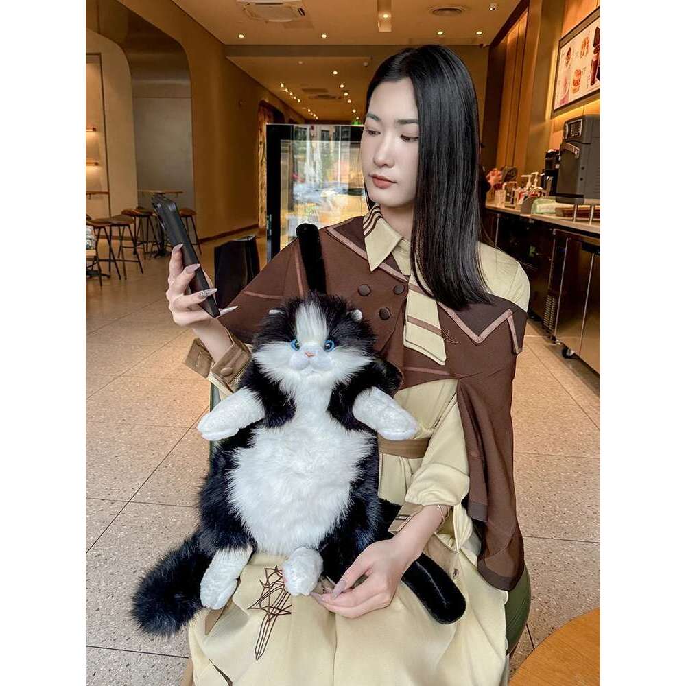 Handmade Plush Kitten Backpack Stuffed Animal Cow Cat Fashion For Women Kids Anniversary Birthday Lolita Backpacks Gift