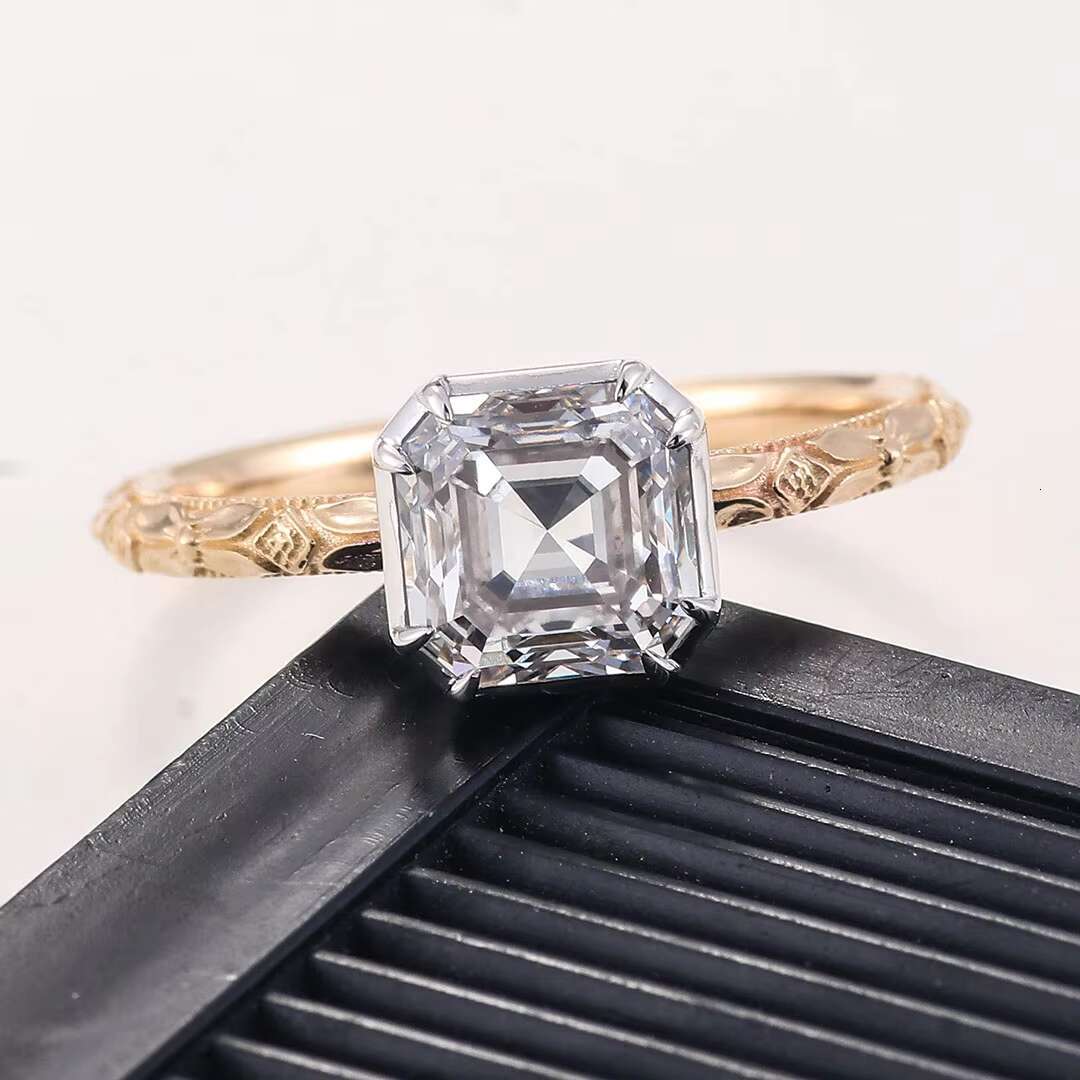 Customized Lab-grown Diamonds GIA IGI Certified Lab Diamond Engagement Ring in 2ct Asscher Cut 18K Yellow Gold Ring