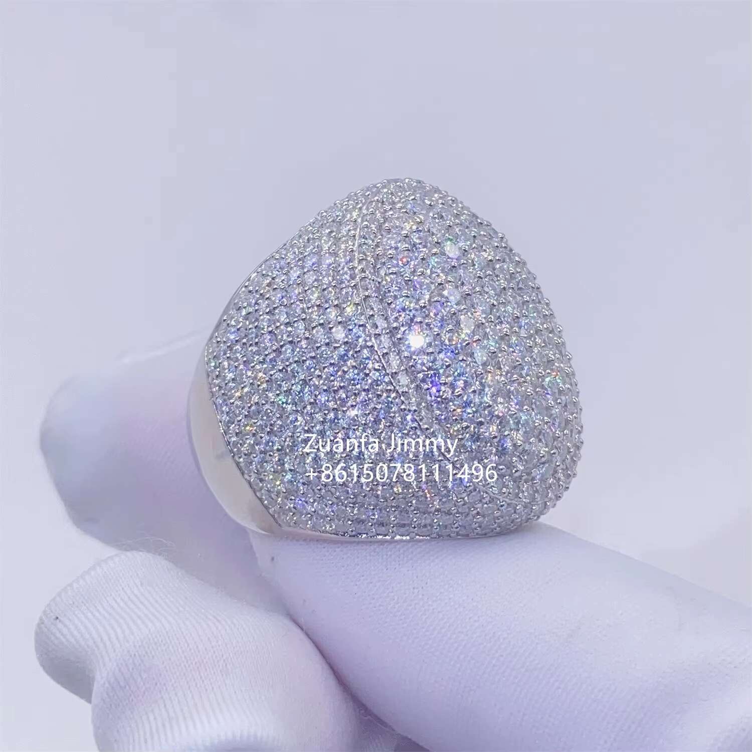Pass Diamond Tester Iced Out VVS1 Moissanite Rapper Jewelry Cool Pinky Man Rings Hip Hop Men White Gold Plated Diamond Ring