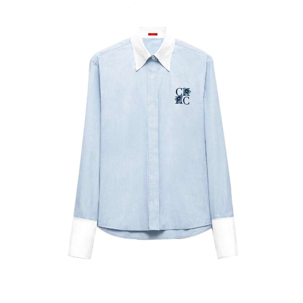 CHCH Women Bleu Tops Blouses Fashion Embroidery Casual Long Sleeve Office Lady OL Shirts Slim Blusas