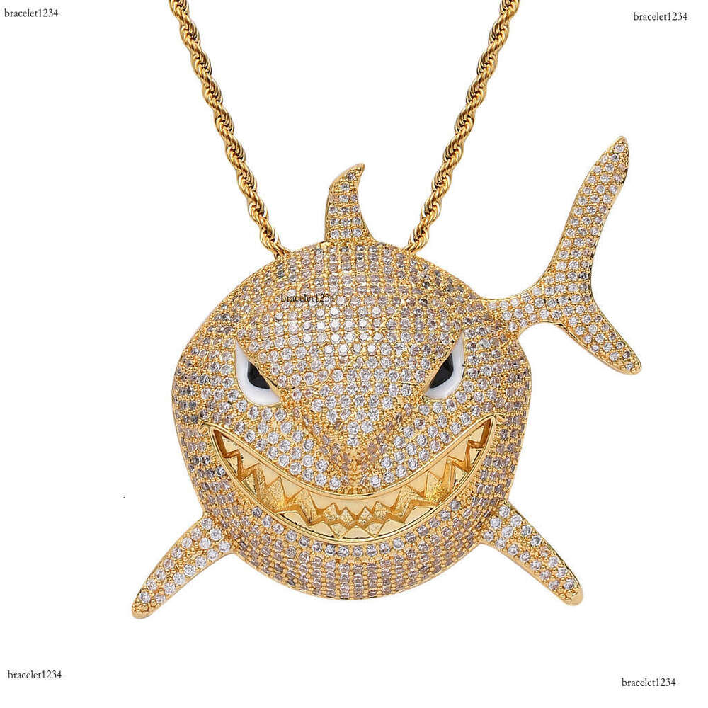 Luxury designer Great Shark Street Advantage Cool Funky Ice Out VVS Moissanstone Hip Hop Cuban Chain Pendant with FREE shipping