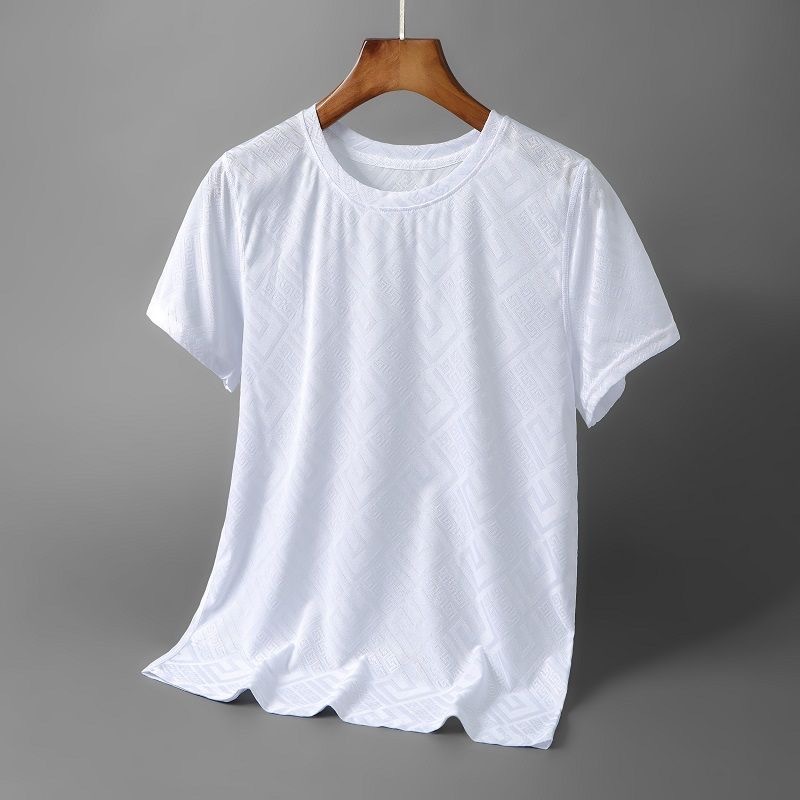 2025 New Short-sleeved Men's Ice Silk T-shirt Summer Trend 3D Jacquard Men's Quick-drying Half-Sleeve Round-neck Casual Top For Men