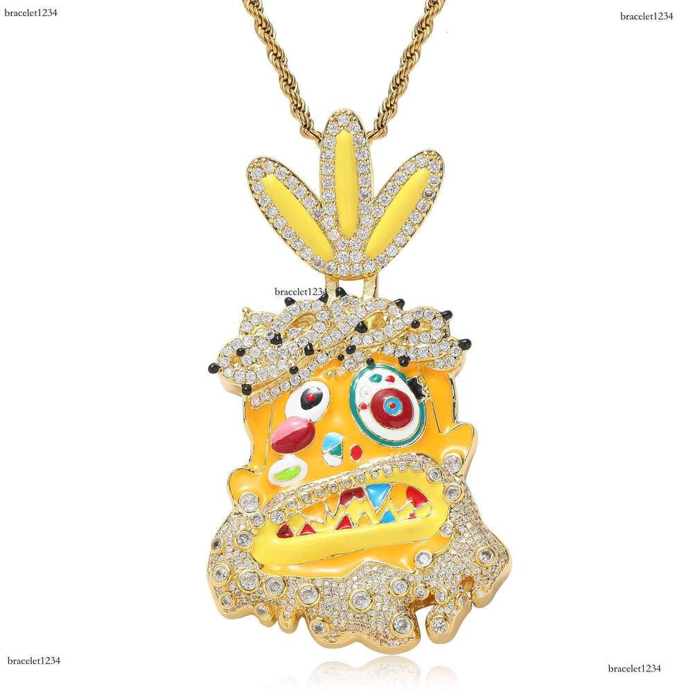 Luxury designer Cartoon Avatar pendant Colored Ice Out VVS Moissanite Hip Hop Necklace with free shipping