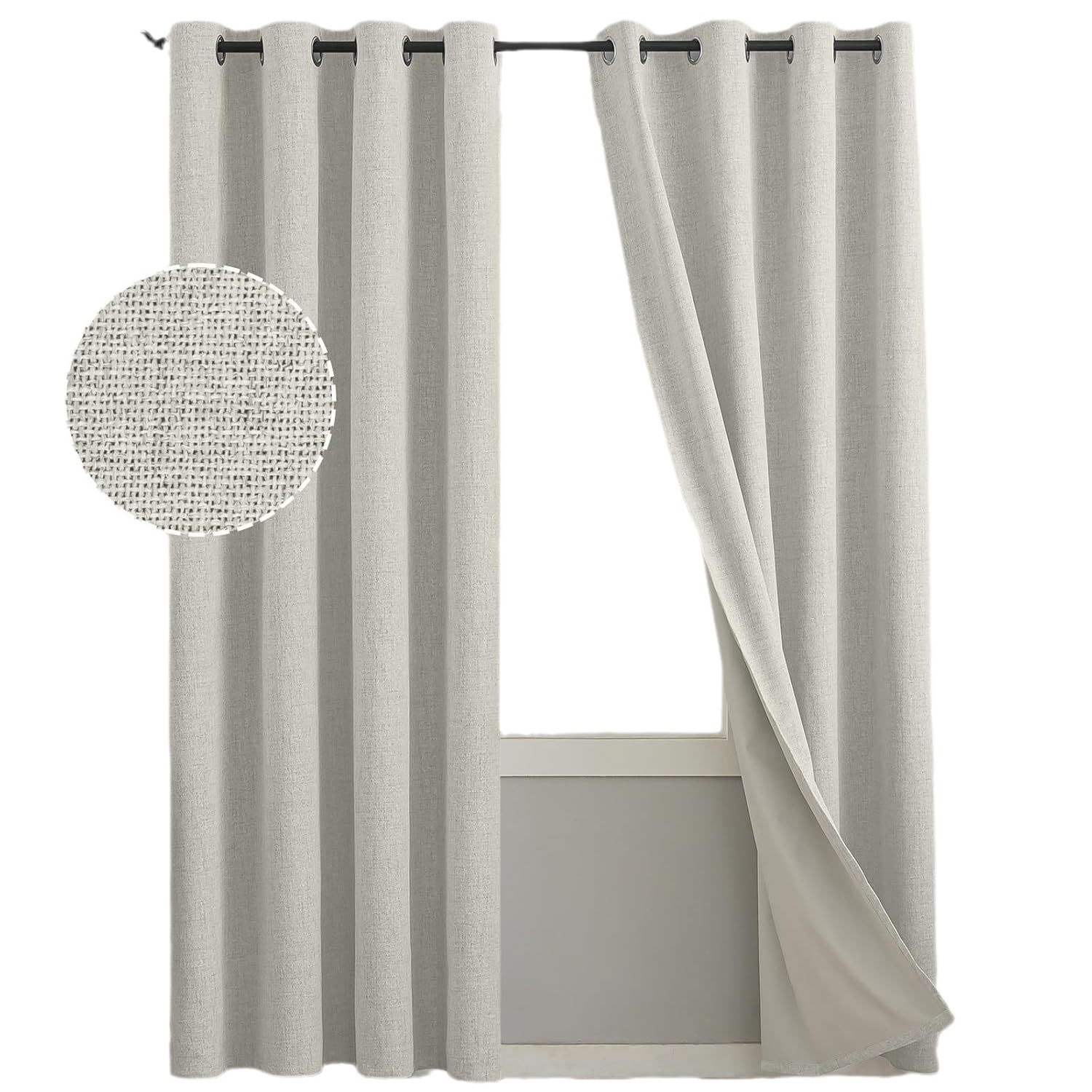 T0413 linen curtain finished product composite beige coating bedroom living room full blackout 100% foreign trade ring