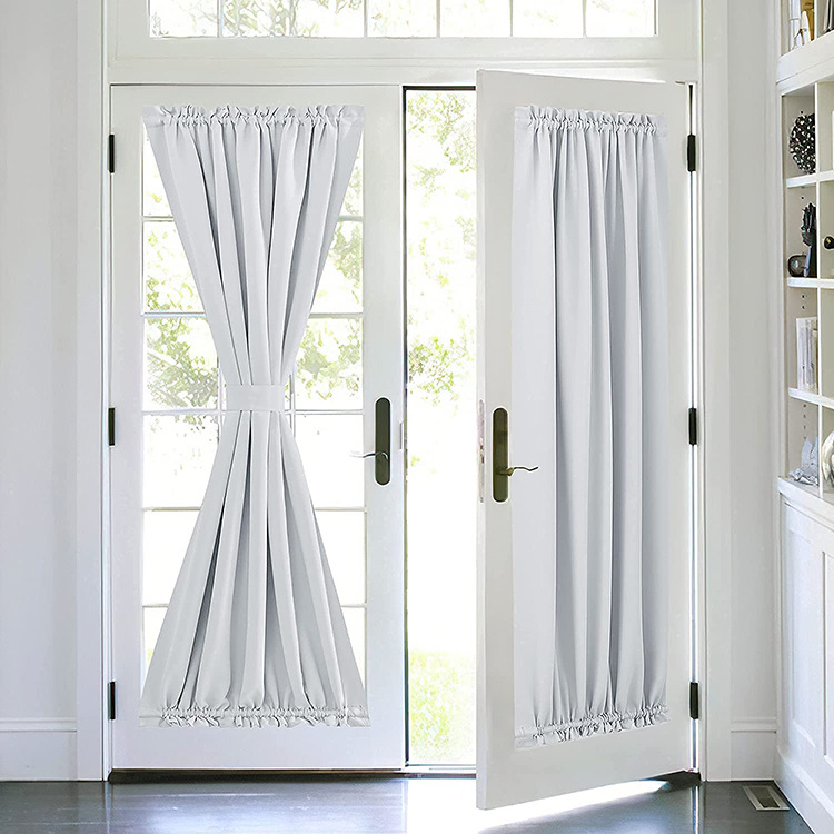 C271 French solid color high light-shielding sunshade curtain rod-through small door and window curtain finished product manufacturers wholesale