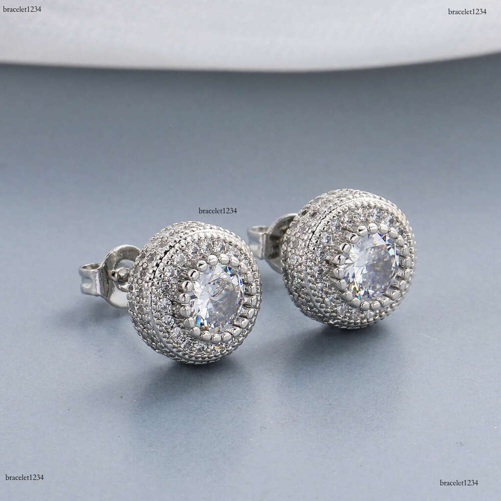 Luxury by tester round ice out VVS Moissanite rose gold hip hop earrings for men and women Free delivery