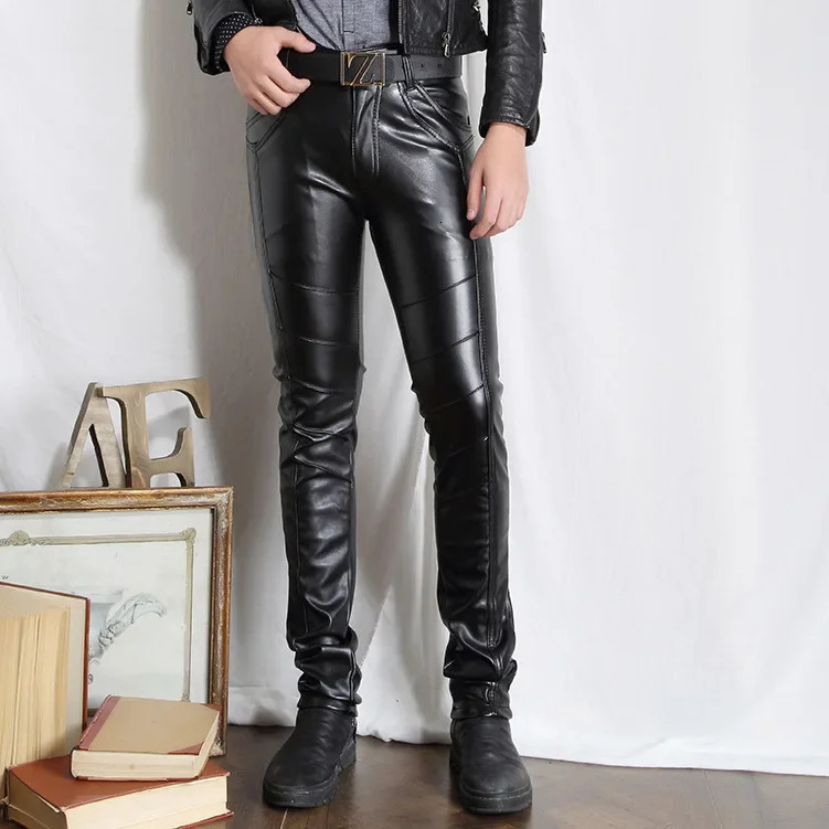 HOO 2025 Autumn Mens Leather Pants Culture One Persons Moral Foot Casual PU HO 250418