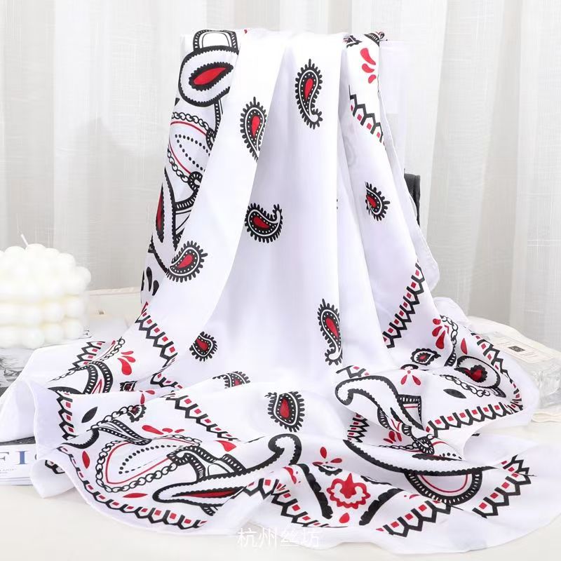 T541 Spring and Summer New Square Scarf Women's Silk Scarf New Silk Satin Mulberry Silk Hand-feel Scarf Decorative Scarf
