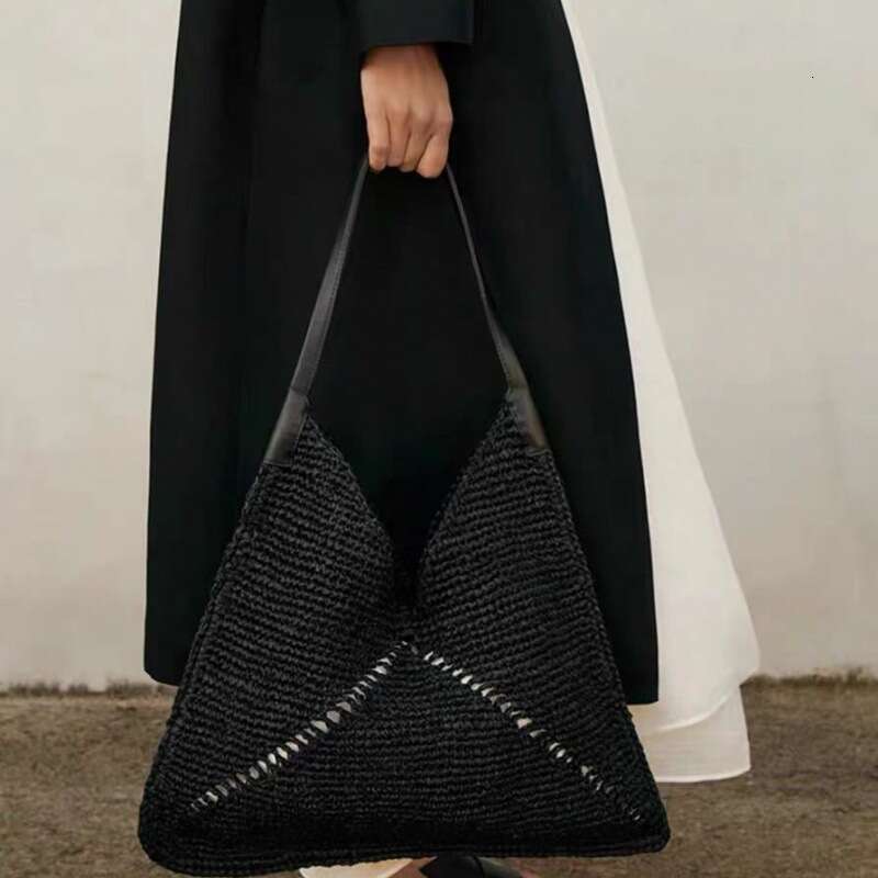 Ins Style Resort Beach Bag Internet Celebrity Same Style Car Stitching Folding Single Shoulder Handbag Woven Bag Beach Vacation Women S Bag Trend KQ