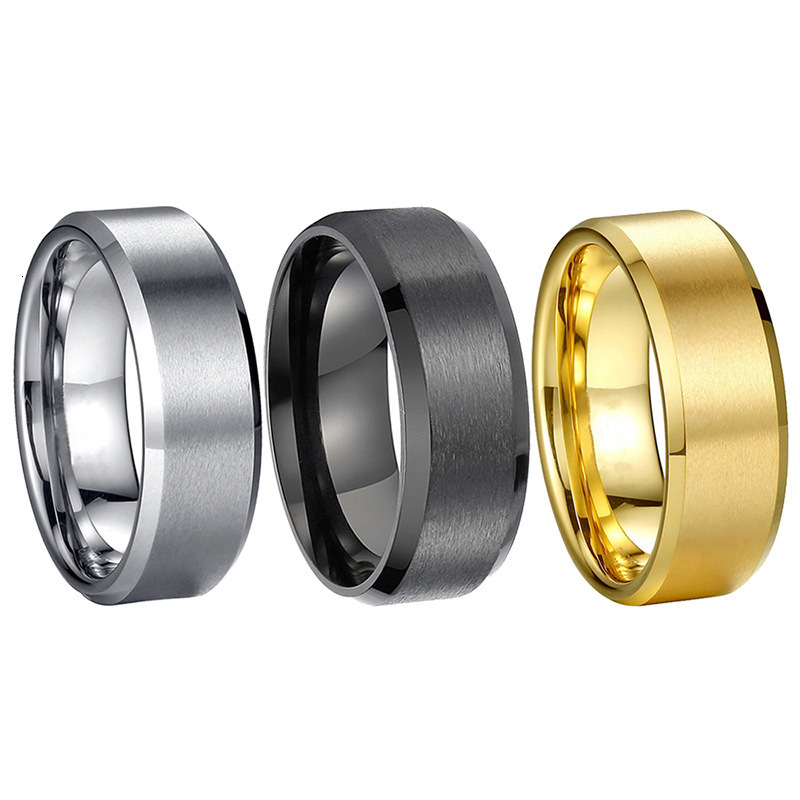 Top Source Men and Women 8MM Matte Titanium Stainless Steel Ring Engraved Jewelry